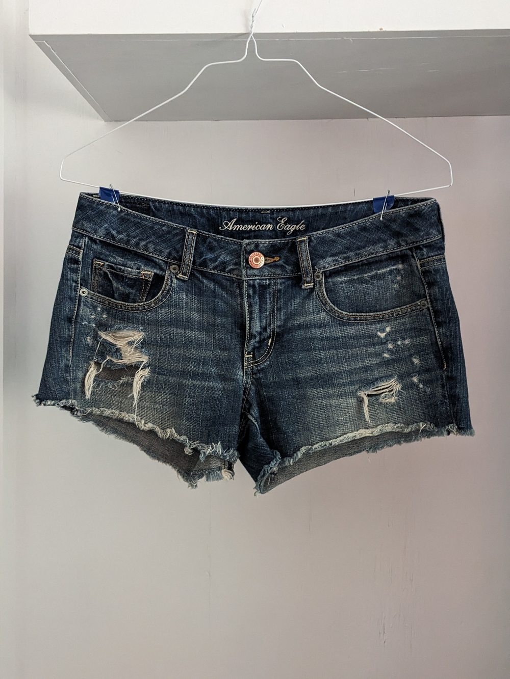 American Eagle Outfitters Women's Distressed Denim Shorts Y2k 2000s
